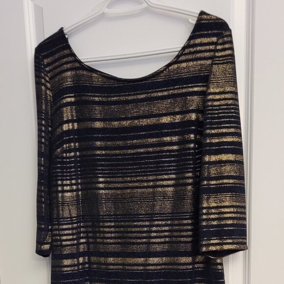 Sparkly Navy Blue and Gold Threaded Dress - Picture 5 of 7